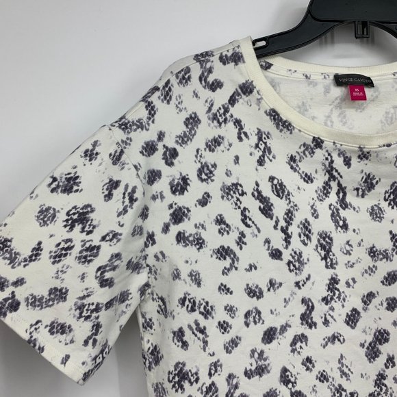 Vince Camuto Top Ivory Gray Snake Print Elbow Sleeve French Terry NWT - Picture 4 of 10